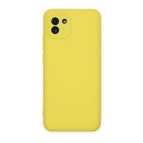 BSSM Samsung Galaxy A03 Nano içi Kadife Silikon Sarı Kılıf