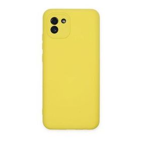BSSM Samsung Galaxy A03 Nano içi Kadife Silikon Sarı Kılıf
