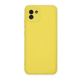 BSSM Samsung Galaxy A03 Nano içi Kadife Silikon Sarı Kılıf