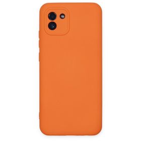 BSSM Samsung Galaxy A03 Nano içi Kadife Silikon Turuncu Kılıf