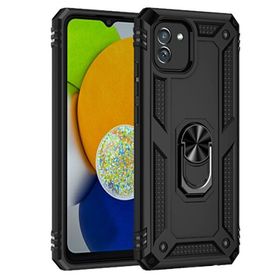BSSM Samsung Galaxy A03 Sofya Yüzüklü Silikon Kapak Siyah Kılıf