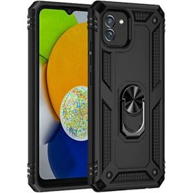 BSSM Samsung Galaxy A03 Sofya Yüzüklü Silikon Kapak Siyah Kılıf