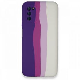 BSSM Samsung Galaxy A03S Ebruli Lansman Silikon Mor-Beyaz Kılıf