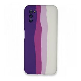 BSSM Samsung Galaxy A03S Ebruli Lansman Silikon Mor-Beyaz Kılıf