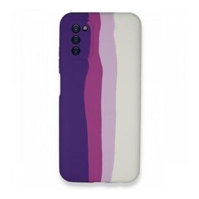 BSSM Samsung Galaxy A03S Ebruli Lansman Silikon Mor-Beyaz Kılıf