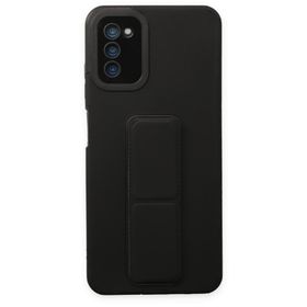 BSSM Samsung Galaxy A03S Mega Standlı Silikon Siyah Kılıf