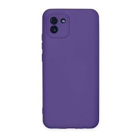 BSSM Samsung Galaxy A03S Nano içi Kadife Silikon Mor Kılıf