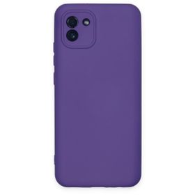 BSSM Samsung Galaxy A03S Nano içi Kadife Silikon Mor Kılıf