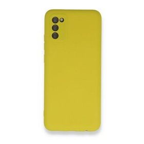 BSSM Samsung Galaxy A03S Nano içi Kadife Silikon Sarı Kılıf
