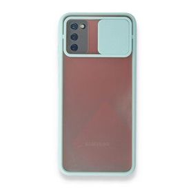 BSSM Samsung Galaxy A03S Palm Buzlu Kamera Sürgülü Silikon Turkuaz Kılıf