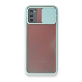 BSSM Samsung Galaxy A03S Palm Buzlu Kamera Sürgülü Silikon Turkuaz Kılıf