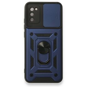 BSSM Samsung Galaxy A03S Pars Lens Yüzüklü Silikon Lacivert Kılıf