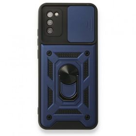 BSSM Samsung Galaxy A03S Pars Lens Yüzüklü Silikon Lacivert Kılıf