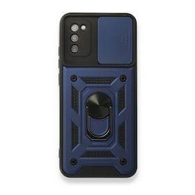 BSSM Samsung Galaxy A03S Pars Lens Yüzüklü Silikon Lacivert Kılıf