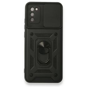 BSSM Samsung Galaxy A03S Pars Lens Yüzüklü Silikon Siyah Kılıf