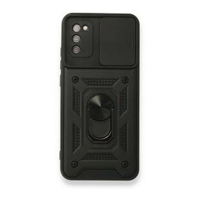 BSSM Samsung Galaxy A03S Pars Lens Yüzüklü Silikon Siyah Kılıf