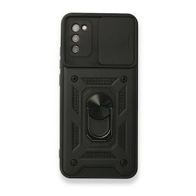BSSM Samsung Galaxy A03S Pars Lens Yüzüklü Silikon Siyah Kılıf