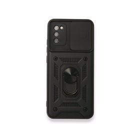 BSSM Samsung Galaxy A03S Pars Lens Yüzüklü Silikon Siyah Kılıf