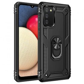 BSSM Samsung Galaxy A03S Sofya Yüzüklü Silikon Kapak Siyah Kılıf