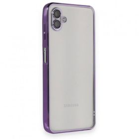BSSM Samsung Galaxy A04 Razer Lensli Silikon Mor Kılıf