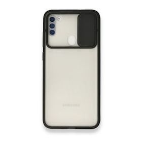 BSSM Samsung Galaxy A11 Palm Buzlu Kamera Sürgülü Silikon Siyah Kılıf