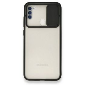 BSSM Samsung Galaxy A11 Palm Buzlu Kamera Sürgülü Silikon Siyah Kılıf