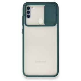 BSSM Samsung Galaxy A11 Palm Buzlu Kamera Sürgülü Silikon Yeşil Kılıf