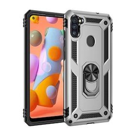 BSSM Samsung Galaxy A11 Sofya Yüzüklü Silikon Kapak Gümüş Kılıf