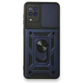 BSSM Samsung Galaxy A12 Pars Lens Yüzüklü Silikon Lacivert Kılıf