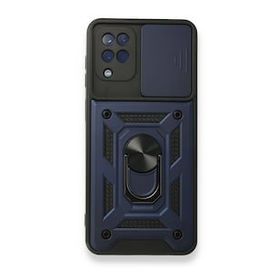 BSSM Samsung Galaxy A12 Pars Lens Yüzüklü Silikon Lacivert Kılıf