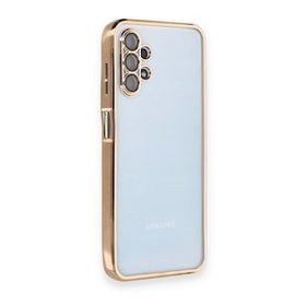 BSSM Samsung Galaxy A13 4G Razer Lensli Silikon Gold Cep Telefonu Kılıfı