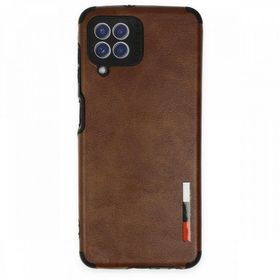 BSSM Samsung Galaxy A22 Loop Deri Silikon Kahverengi Kılıf