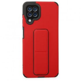 BSSM Samsung Galaxy A22 Mega Standlı Silikon Kırmızı Kılıf