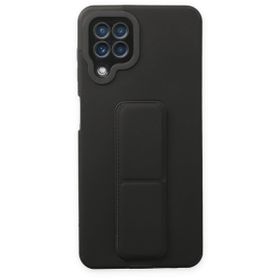BSSM Samsung Galaxy A22 Mega Standlı Silikon Siyah Kılıf