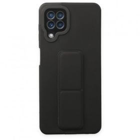 BSSM Samsung Galaxy A22 Mega Standlı Silikon Siyah Kılıf