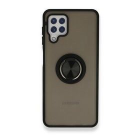 BSSM Samsung Galaxy A22 Montreal Yüzüklü Silikon Kapak Siyah Kılıf