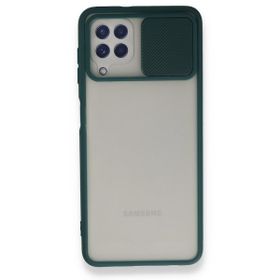 BSSM Samsung Galaxy A22 Palm Buzlu Kamera Sürgülü Silikon Yeşil Kılıf