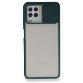 BSSM Samsung Galaxy A22 Palm Buzlu Kamera Sürgülü Silikon Yeşil Kılıf