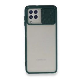 BSSM Samsung Galaxy A22 Palm Buzlu Kamera Sürgülü Silikon Yeşil Kılıf