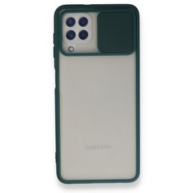 BSSM Samsung Galaxy A22 Palm Buzlu Kamera Sürgülü Silikon Yeşil Kılıf