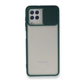 BSSM Samsung Galaxy A22 Palm Buzlu Kamera Sürgülü Silikon Yeşil Kılıf