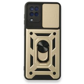 BSSM Samsung Galaxy A22 Pars Lens Yüzüklü Silikon Gold Kılıf