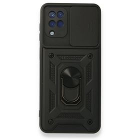 BSSM Samsung Galaxy A22 Pars Lens Yüzüklü Silikon Siyah Kılıf