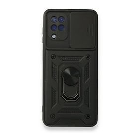 BSSM Samsung Galaxy A22 Pars Lens Yüzüklü Silikon Siyah Kılıf
