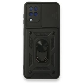 BSSM Samsung Galaxy A22 Pars Lens Yüzüklü Silikon Siyah Kılıf