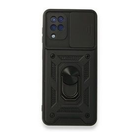 BSSM Samsung Galaxy A22 Pars Lens Yüzüklü Silikon Siyah Kılıf