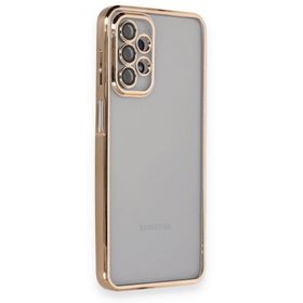 BSSM Samsung Galaxy A23 4G Razer Lensli Silikon Gold Cep Telefonu Kılıfı