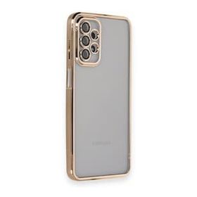 BSSM Samsung Galaxy A23 4G Razer Lensli Silikon Gold Cep Telefonu Kılıfı