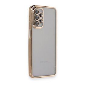 BSSM Samsung Galaxy A23 4G Razer Lensli Silikon Gold Cep Telefonu Kılıfı