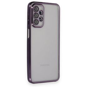BSSM Samsung Galaxy A23 4G Razer Lensli Silikon Mor Cep Telefonu Kılıfı